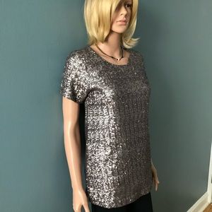 NWOT Velvet by Spencer & Graham Pewter and Silver Sparkly Dress Top NWOT